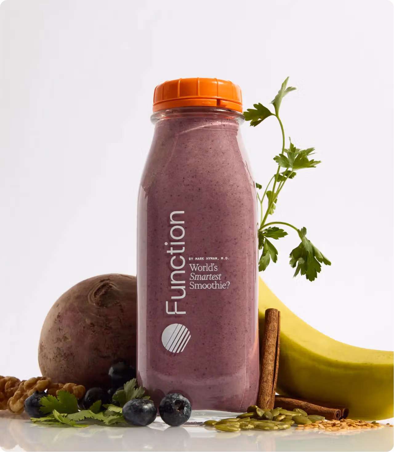 The World's Healthiest Smoothie? shown alongside fruits, vegetables, and nuts.